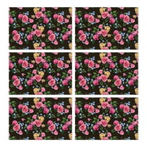 Pioneer Flower Floral Print Pattern Summer Placemats Table Placemats Set Of 6-Linen Kitchen Washable Placemats Table Mats 12x18 Inch Non-Slip Heat Resistant