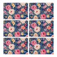 thumbnail image 1 of Pioneer Flower Floral Print Pattern Summer Placemats Table Placemats Set Of 6-Linen Kitchen Washable Placemats Table Mats 12x18 Inch Non-Slip Heat Resistant, 1 of 5