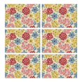 thumbnail image 1 of Pioneer Flower Floral Print Pattern Summer Placemats Table Placemats Set Of 6-Linen Kitchen Washable Placemats Table Mats 12x18 Inch Non-Slip Heat Resistant, 1 of 5