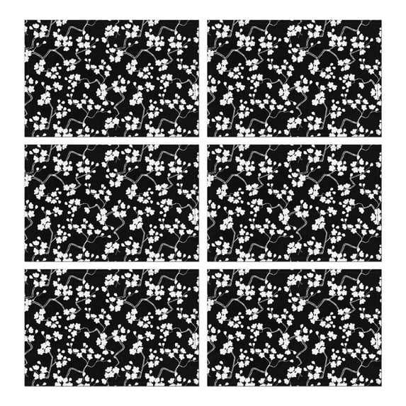 Pioneer Flower Floral Print Pattern Summer Placemats Table Placemats Set Of 6-Linen Kitchen Washable Placemats Table Mats 12x18 Inch Non-Slip Heat Resistant