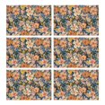 thumbnail image 1 of Pioneer Flower Floral Print Pattern Summer Placemats Table Placemats Set Of 6-Linen Kitchen Washable Placemats Table Mats 12x18 Inch Non-Slip Heat Resistant, 1 of 5