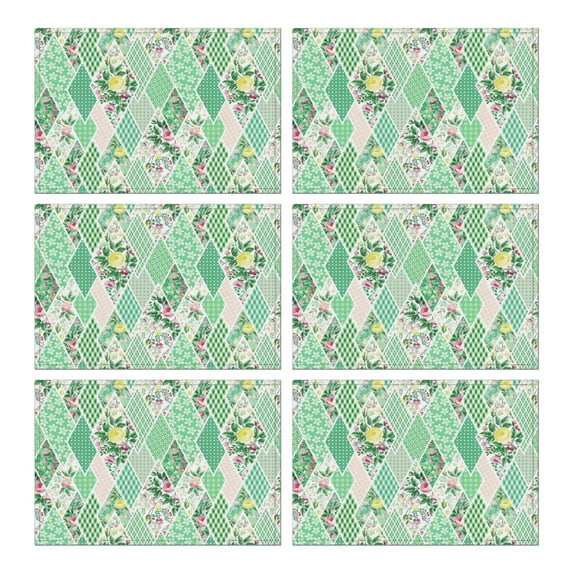 Pioneer Flower Floral Print Pattern Summer Placemats Table Placemats Set Of 6-Linen Kitchen Washable Placemats Table Mats 12x18 Inch Non-Slip Heat Resistant