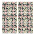 thumbnail image 1 of Pioneer Flower Floral Print Pattern Summer Placemats Table Placemats Set Of 6-Linen Kitchen Washable Placemats Table Mats 12x18 Inch Non-Slip Heat Resistant, 1 of 5