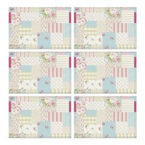 Pioneer Flower Floral Print Pattern Summer Placemats Table Placemats Set Of 6-Linen Kitchen Washable Placemats Table Mats 12x18 Inch Non-Slip Heat Resistant