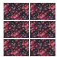 thumbnail image 1 of Pioneer Flower Floral Print Pattern Summer Placemats Table Placemats Set Of 6-Linen Kitchen Washable Placemats Table Mats 12x18 Inch Non-Slip Heat Resistant, 1 of 5