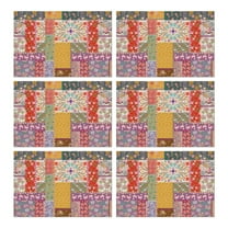 Pioneer Flower Floral Print Pattern Summer Placemats Table Placemats Set Of 6-Linen Kitchen Washable Placemats Table Mats 12x18 Inch Non-Slip Heat Resistant