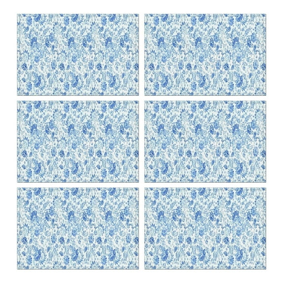 Pioneer Flower Floral Print Pattern Summer Placemats Table Placemats Set Of 6-Linen Kitchen Washable Placemats Table Mats 12x18 Inch Non-Slip Heat Resistant