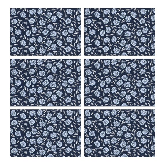 Pioneer Flower Floral Print Pattern Summer Placemats Table Placemats Set Of 6-Linen Kitchen Washable Placemats Table Mats 12x18 Inch Non-Slip Heat Resistant