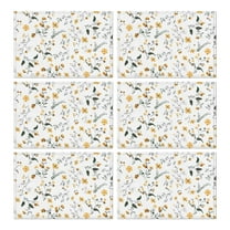 Pioneer Flower Floral Print Pattern Summer Placemats Table Placemats Set Of 6-Linen Kitchen Washable Placemats Table Mats 12x18 Inch Non-Slip Heat Resistant