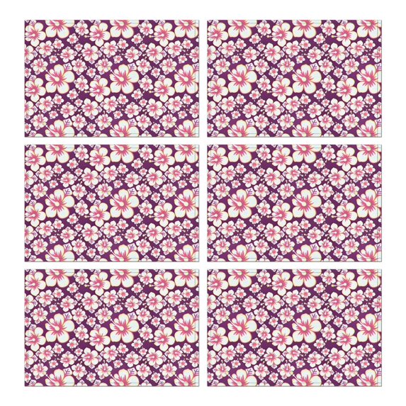 Pioneer Flower Floral Print Pattern Summer Placemats Table Placemats Set Of 6-Linen Kitchen Washable Placemats Table Mats 12x18 Inch Non-Slip Heat Resistant