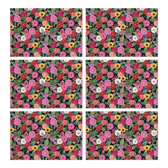 Pioneer Flower Floral Print Pattern Summer Placemats Table Placemats Set Of 6-Linen Kitchen Washable Placemats Table Mats 12x18 Inch Non-Slip Heat Resistant
