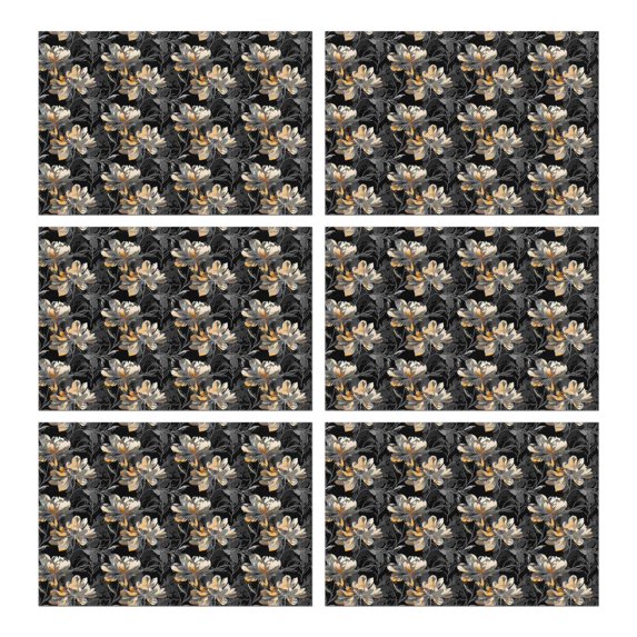 Pioneer Flower Floral Print Pattern Summer Placemats Table Placemats Set Of 6-Linen Kitchen Washable Placemats Table Mats 12x18 Inch Non-Slip Heat Resistant