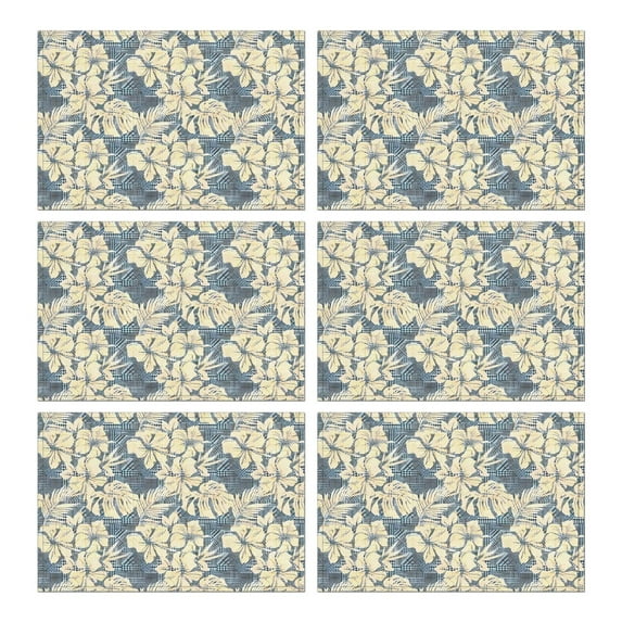 Pioneer Flower Floral Print Pattern Summer Placemats Table Placemats Set Of 6-Linen Kitchen Washable Placemats Table Mats 12x18 Inch Non-Slip Heat Resistant