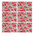 thumbnail image 1 of Pioneer Flower Floral Print Pattern Summer Placemats Table Placemats Set Of 6-Linen Kitchen Washable Placemats Table Mats 12x18 Inch Non-Slip Heat Resistant, 1 of 5