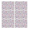 thumbnail image 1 of Pioneer Flower Floral Print Pattern Summer Placemats Table Placemats Set Of 6-Linen Kitchen Washable Placemats Table Mats 12x18 Inch Non-Slip Heat Resistant, 1 of 5