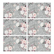 Pioneer Flower Floral Print Pattern Summer Placemats Table Placemats Set Of 6-Linen Kitchen Washable Placemats Table Mats 12x18 Inch Non-Slip Heat Resistant