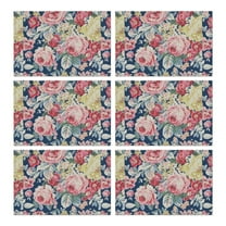 Pioneer Flower Floral Print Pattern Summer Placemats Table Placemats Set Of 6-Linen Kitchen Washable Placemats Table Mats 12x18 Inch Non-Slip Heat Resistant