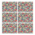 thumbnail image 1 of Pioneer Flower Floral Print Pattern Summer Placemats Table Placemats Set Of 6-Linen Kitchen Washable Placemats Table Mats 12x18 Inch Non-Slip Heat Resistant, 1 of 5