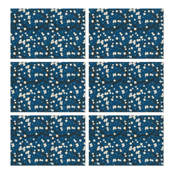 Pioneer Flower Floral Print Pattern Summer Placemats Table Placemats Set Of 6-Linen Kitchen Washable Placemats Table Mats 12x18 Inch Non-Slip Heat Resistant
