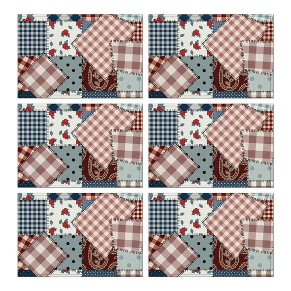 Pioneer Flower Floral Print Pattern Summer Placemats Table Placemats Set Of 6-Linen Kitchen Washable Placemats Table Mats 12x18 Inch Non-Slip Heat Resistant