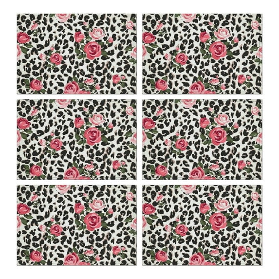 Pioneer Flower Floral Print Pattern Summer Placemats Table Placemats Set Of 6-Linen Kitchen Washable Placemats Table Mats 12x18 Inch Non-Slip Heat Resistant