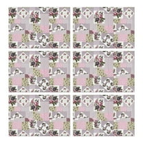 Pioneer Flower Floral Print Pattern Summer Placemats Table Placemats Set Of 6-Linen Kitchen Washable Placemats Table Mats 12x18 Inch Non-Slip Heat Resistant