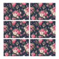 thumbnail image 1 of Pioneer Flower Floral Print Pattern Summer Placemats Table Placemats Set Of 6-Linen Kitchen Washable Placemats Table Mats 12x18 Inch Non-Slip Heat Resistant, 1 of 5