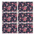thumbnail image 1 of Pioneer Flower Floral Print Pattern Summer Placemats Table Placemats Set Of 6-Linen Kitchen Washable Placemats Table Mats 12x18 Inch Non-Slip Heat Resistant, 1 of 5