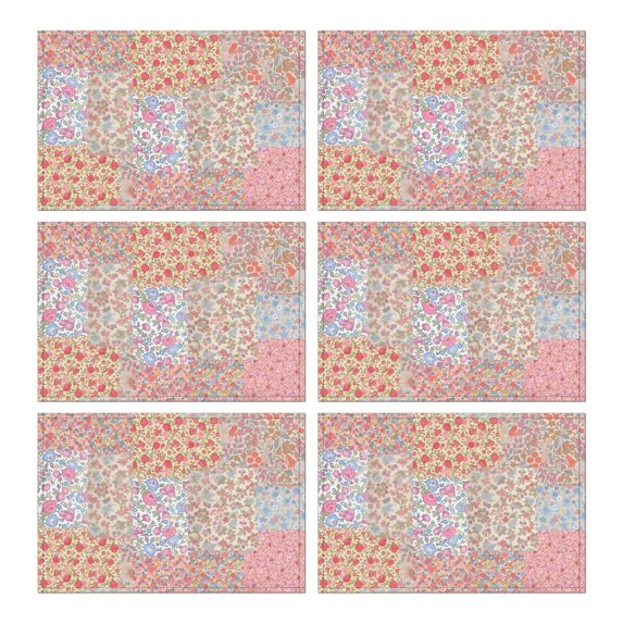 Pioneer Flower Floral Print Pattern Summer Placemats Table Placemats Set Of 6-Linen Kitchen Washable Placemats Table Mats 12x18 Inch Non-Slip Heat Resistant