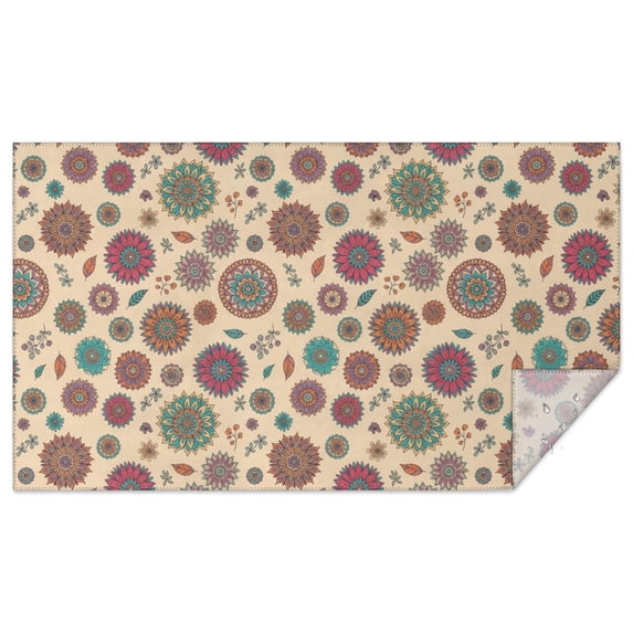 Floral Pattern C Pioneer Flower Floral Print Pattern Tablecloth, Polyester Dining Table ...