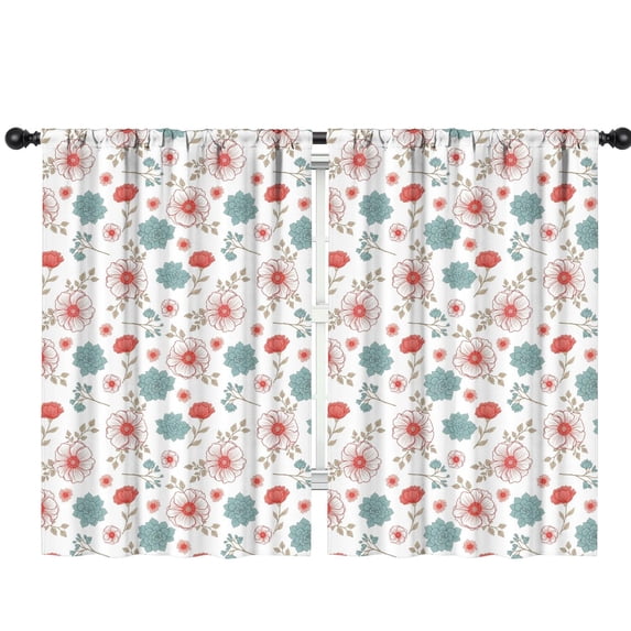 Pioneer Flower Floral Print Pattern Teens Curtains,Teens Insulated Curtains Set Of 2,Bedroom Essentials,Toddler Room Decor 42"x63"