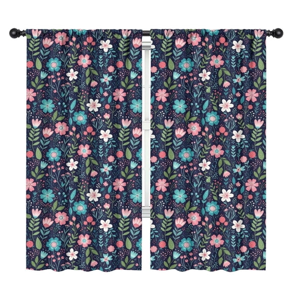 Pioneer Flower Floral Print Pattern Teens Curtains,Teens Insulated Curtains Set Of 2,Bedroom Essentials,Toddler Room Decor 42"x84"