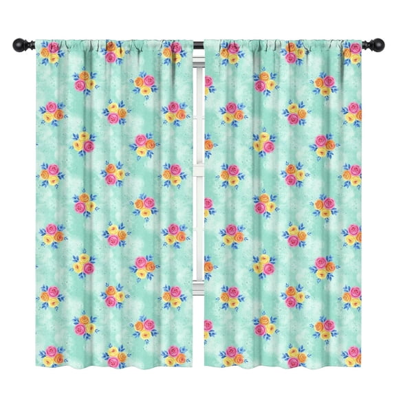 Pioneer Flower Floral Print Pattern Teens Curtains,Teens Insulated Curtains Set Of 2,Bedroom Essentials,Toddler Room Decor 42"x84"
