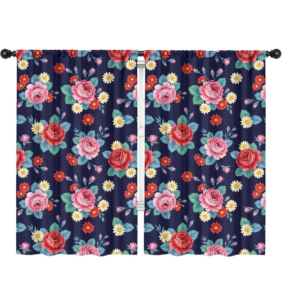Pioneer Flower Floral Print Pattern Teens Curtains,Teens Insulated Curtains Set Of 2,Bedroom Essentials,Toddler Room Decor 52"x84"