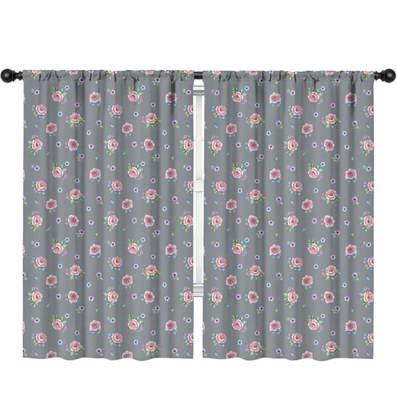 Pioneer Flower Floral Print Pattern Teens Curtains,Teens Insulated Curtains Set Of 2,Bedroom Essentials,Toddler Room Decor 52"x84"