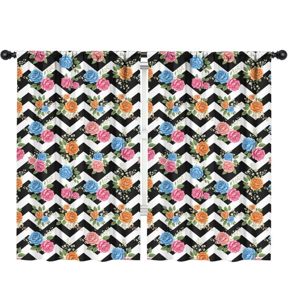 Pioneer Flower Floral Print Pattern Teens Curtains,Teens Insulated Curtains Set Of 2,Bedroom Essentials,Toddler Room Decor 52"x84"