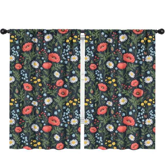 Pioneer Flower Floral Print Pattern Teens Curtains,Teens Insulated Curtains Set Of 2,Bedroom Essentials,Toddler Room Decor 52"x84"