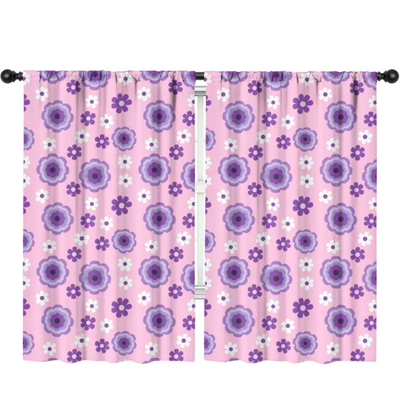 Pioneer Flower Floral Print Pattern Teens Curtains,Teens Insulated Curtains Set Of 2,Bedroom Essentials,Toddler Room Decor 52"x84"
