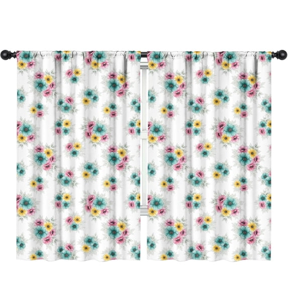 Pioneer Flower Floral Print Pattern Teens Curtains,Teens Insulated Curtains Set Of 2,Bedroom Essentials,Toddler Room Decor 52"x84"