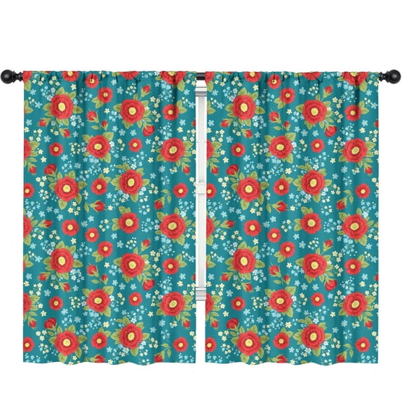 Pioneer Flower Floral Print Pattern Teens Curtains,Teens Insulated Curtains Set Of 2,Bedroom Essentials,Toddler Room Decor 52"x84"