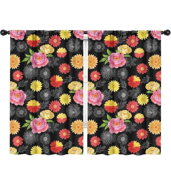 Pioneer Flower Floral Print Pattern Teens Curtains,Teens Insulated Curtains Set Of 2,Bedroom Essentials,Toddler Room Decor 52"x84"
