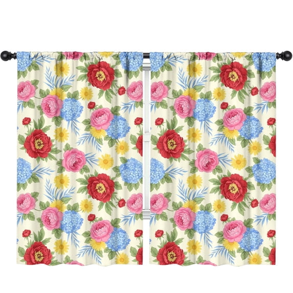 Pioneer Flower Floral Print Pattern Teens Curtains,Teens Insulated Curtains Set Of 2,Bedroom Essentials,Toddler Room Decor 52"x84"