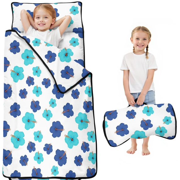 Pioneer Flower Floral Print Pattern Teens Toddler Nap Mat with Pillow, Sleeping Mat Bag for Preschool Daycare 51"x22"