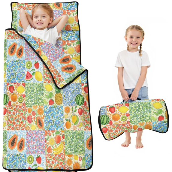 Pioneer Flower Floral Print Pattern Toddler Nap Mat for Teens Preschool Daycare, Teens Sleeping Mat Bag, Toddler Sleeping Bag with Pillow