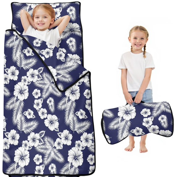 Pioneer Flower Floral Print Pattern Toddler Nap Mat for Teens Preschool Daycare, Teens Sleeping Mat Bag, Toddler Sleeping Bag with Pillow