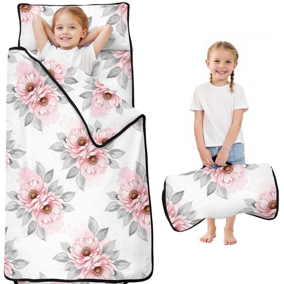 Pioneer Flower Floral Print Pattern Toddler Nap Mat for Teens Preschool Daycare, Teens Sleeping Mat Bag, Toddler Sleeping Bag with Pillow