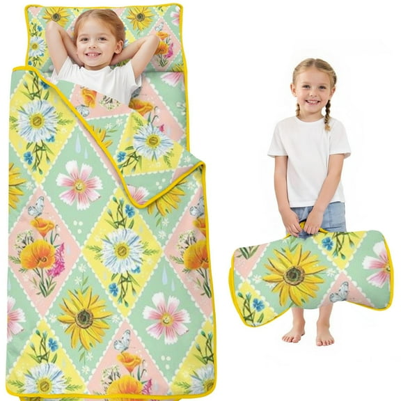 Pioneer Flower Floral Print Pattern Toddler Nap Mats for Kids Preschool,Sleeping Mat Bag or Kids,Toddler Sleeping Bag,Toddler Nap Mat or Daycare
