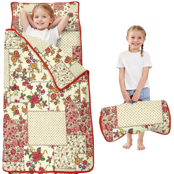 Pioneer Flower Floral Print Pattern Toddler Nap Mats for Kids Preschool,Sleeping Mat Bag or Kids,Toddler Sleeping Bag,Toddler Nap Mat or Daycare