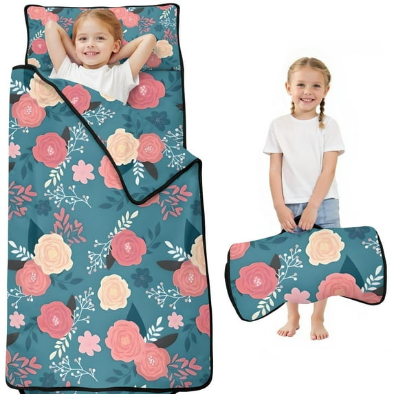 Pioneer Flower Floral Print Pattern Toddler Nap Mats for Kids Preschool,Sleeping Mat Bag or Kids,Toddler Sleeping Bag,Toddler Nap Mat or Daycare