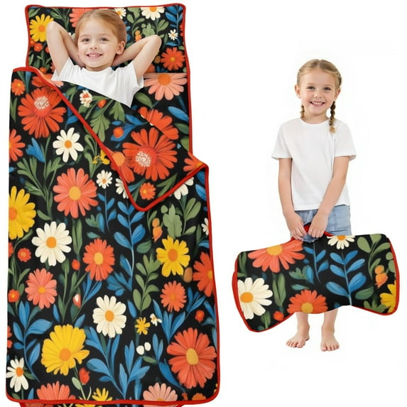 Pioneer Flower Floral Print Pattern Toddler Nap Mats for Kids Preschool,Sleeping Mat Bag or Kids,Toddler Sleeping Bag,Toddler Nap Mat or Daycare